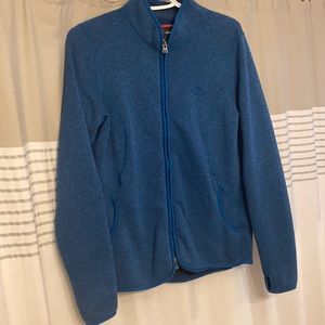 Cozy Teal North Face Zip-Up Sweater
